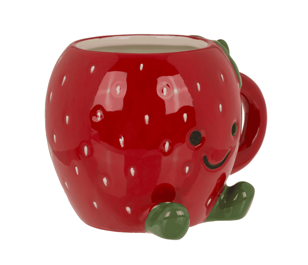Kawaii Erdbeertasse – Süße Strawberry Mug aus Dolomit (410 ml)