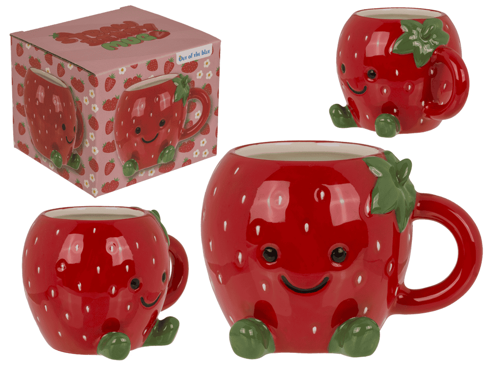 Kawaii Erdbeertasse – Süße Strawberry Mug aus Dolomit (410 ml)