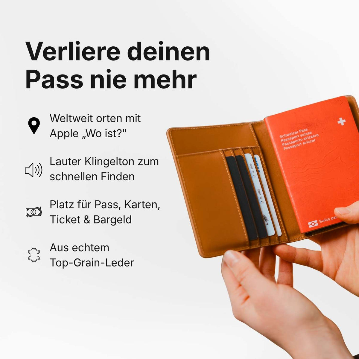 SEEKR Étui pour passeport en cuir premium avec protection RFID