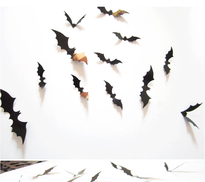 12 pcs. 3D bats wall stickers decoration