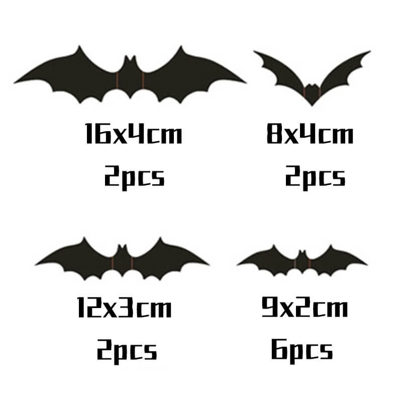 12 pcs. 3D bats wall stickers decoration