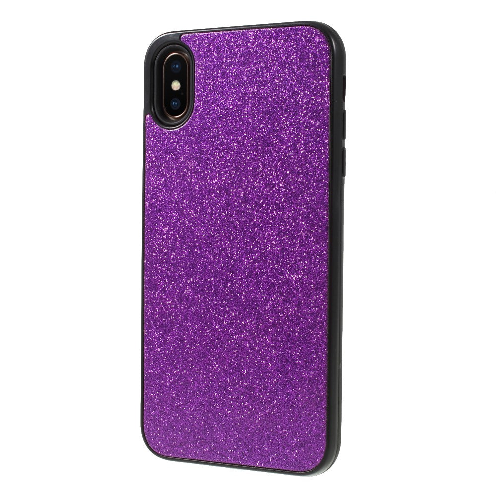 iPhone Xs Max - Hybrid Glitzer Gummi Case violett