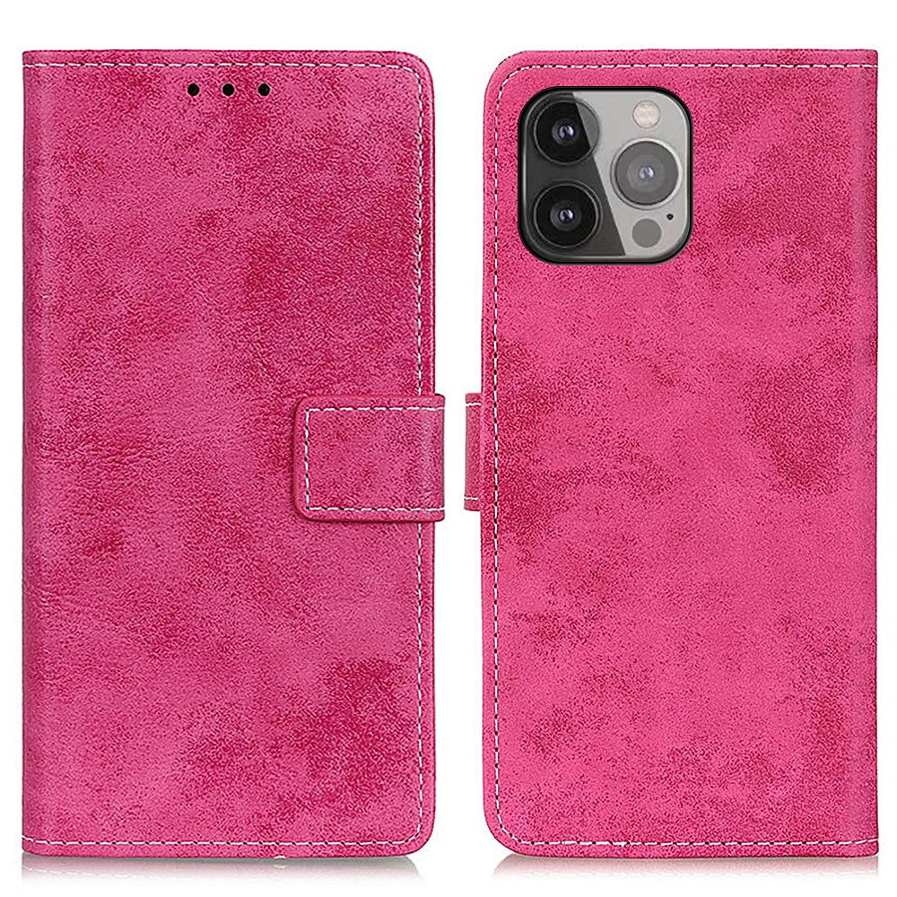 iPhone 13 Pro Max - Vintage Etui Wildleder Optik pink