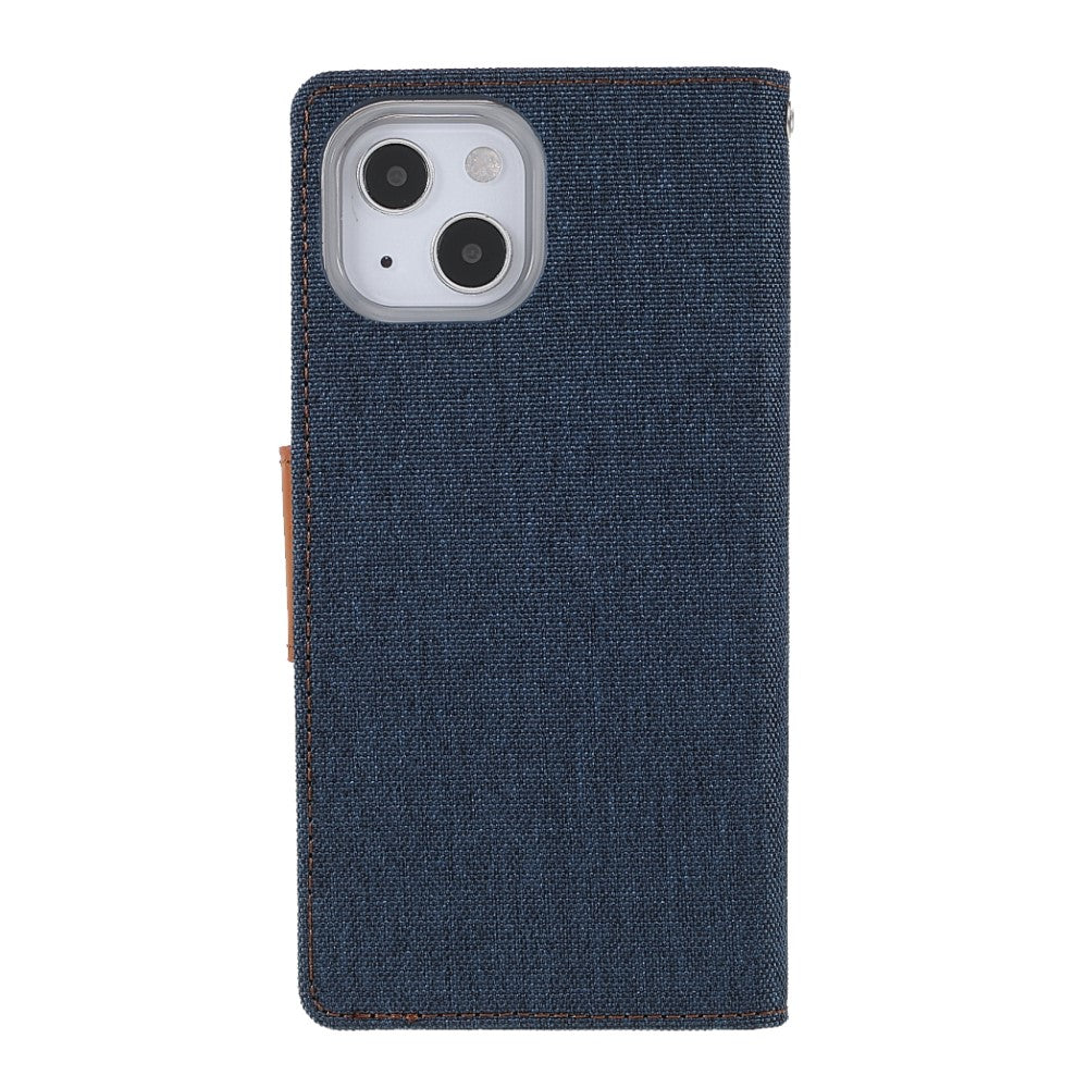 iPhone 13 - Mercury Canvas Stoff Leder Etui dunkelblau