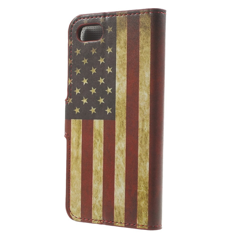 iPhone 8 / 7 - Leder Hülle Kartenfach Etui gemustert retro US Flagge
