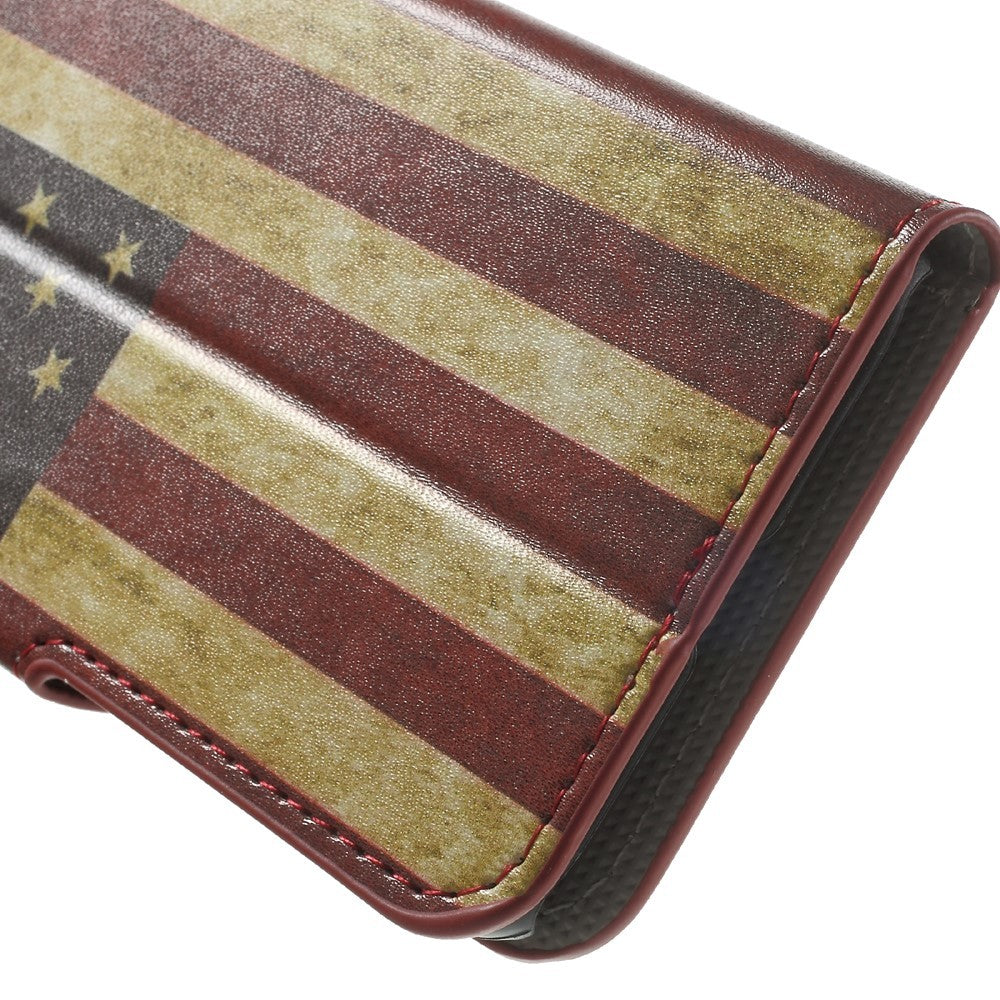 iPhone 8 / 7 - Leder Hülle Kartenfach Etui gemustert retro US Flagge