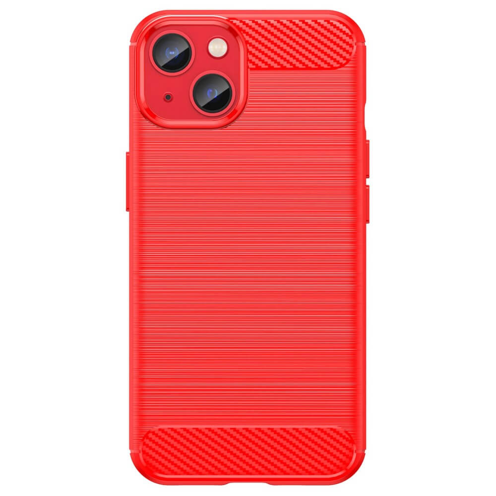iPhone 14 - Metall Carbon Look Hülle rot