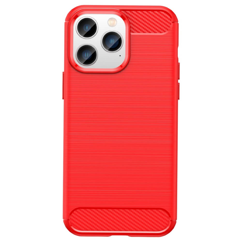 iPhone 14 Pro Max - Metall Carbon Look Hülle rot