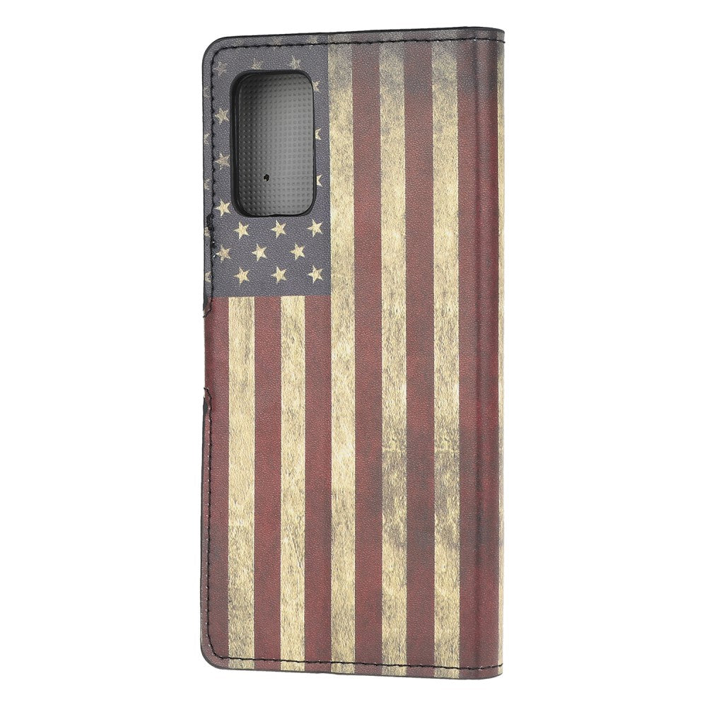 Galaxy S20+ Plus - Leder Hülle Kartenfach USA Flagge