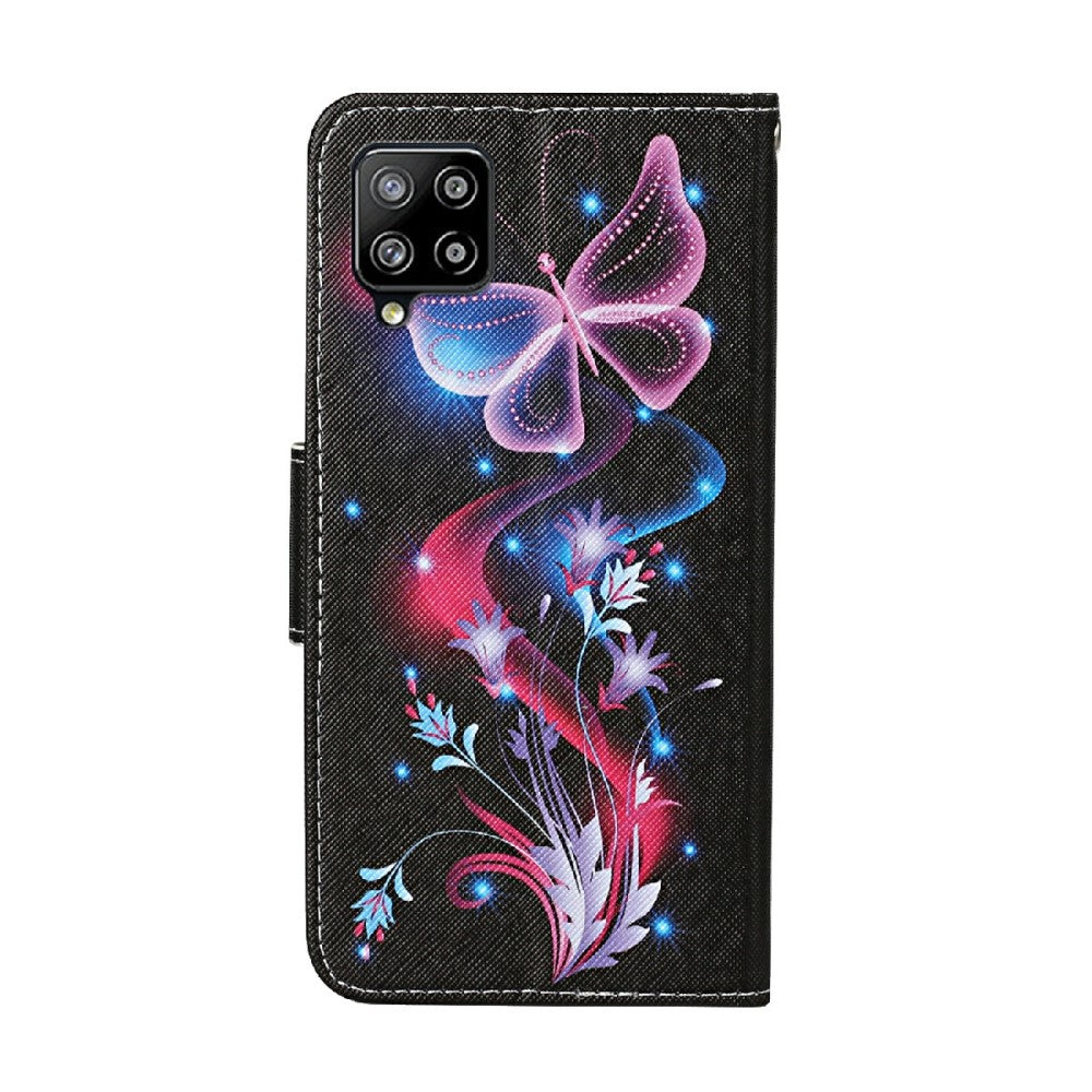Galaxy A22 4G - Leder Hülle Schmetterling schwarz