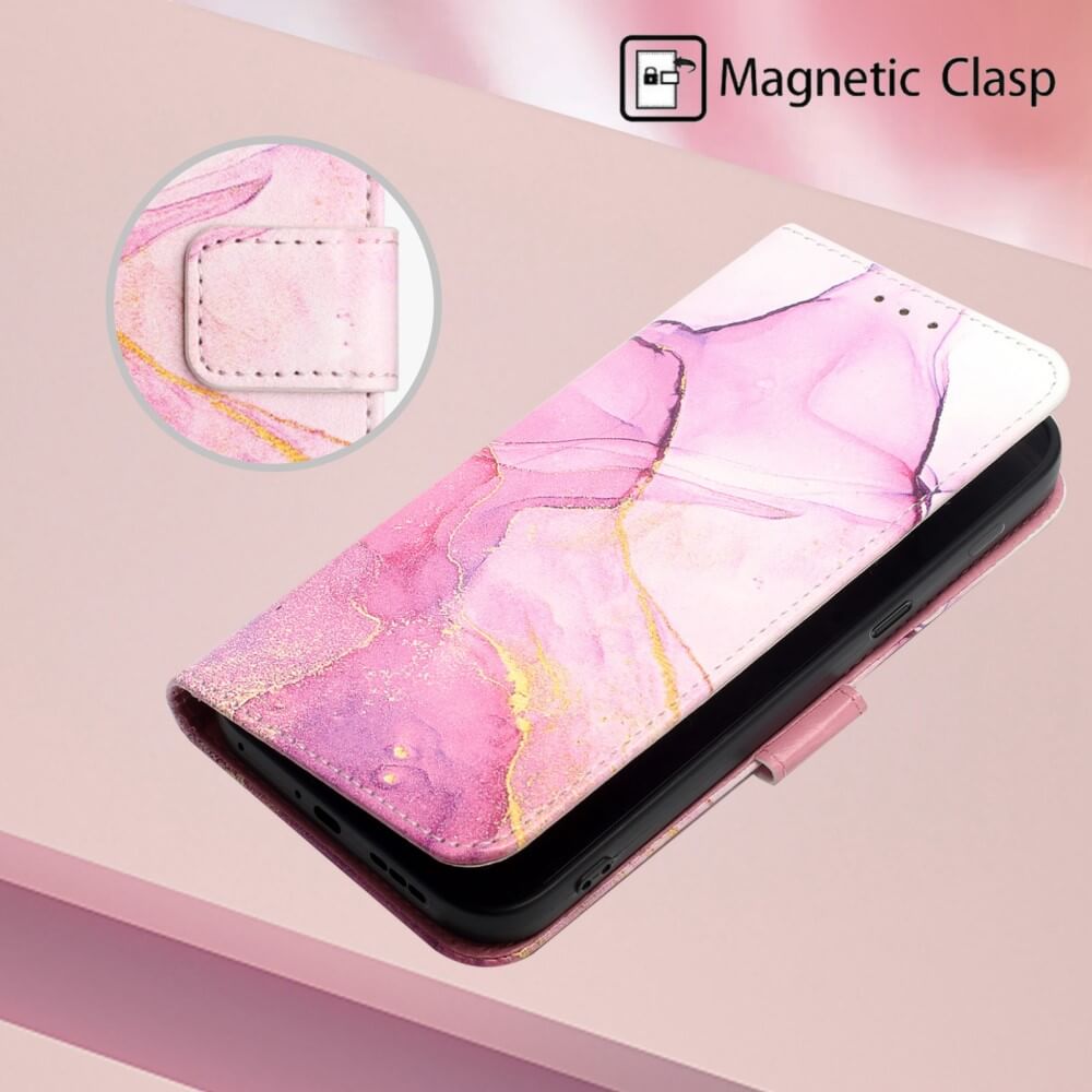 Galaxy S23 Ultra - Leder Hülle pink Marble