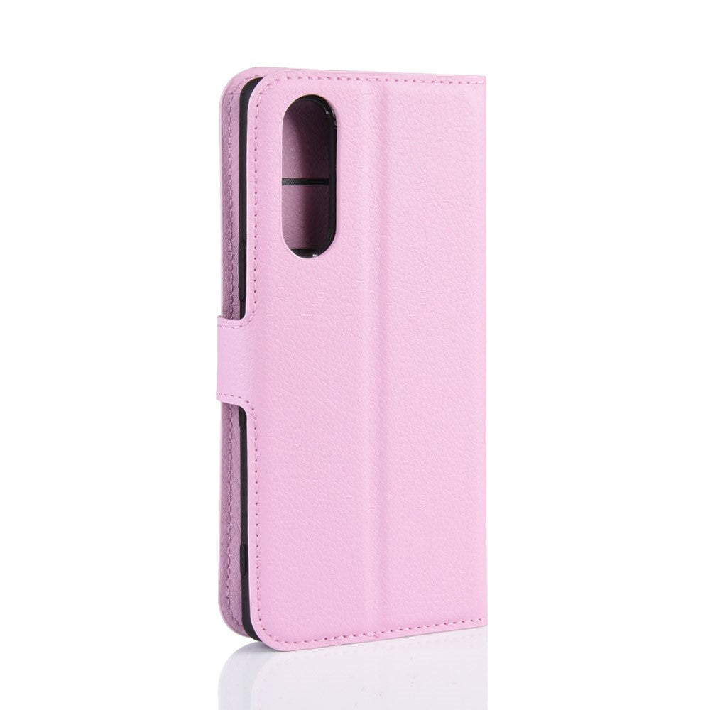 Sony Xperia 5 -  Leder Etui Hülle mit Kartenfächern rosa