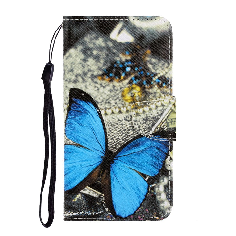 Xiaomi Redmi Note 9 Pro - Leder Hülle Kartenfach Schmetterling blau