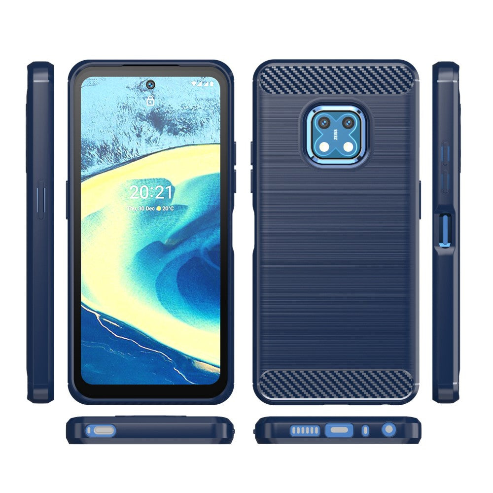 Nokia XR20 - Metall Carbon Look Hülle dunkelblau