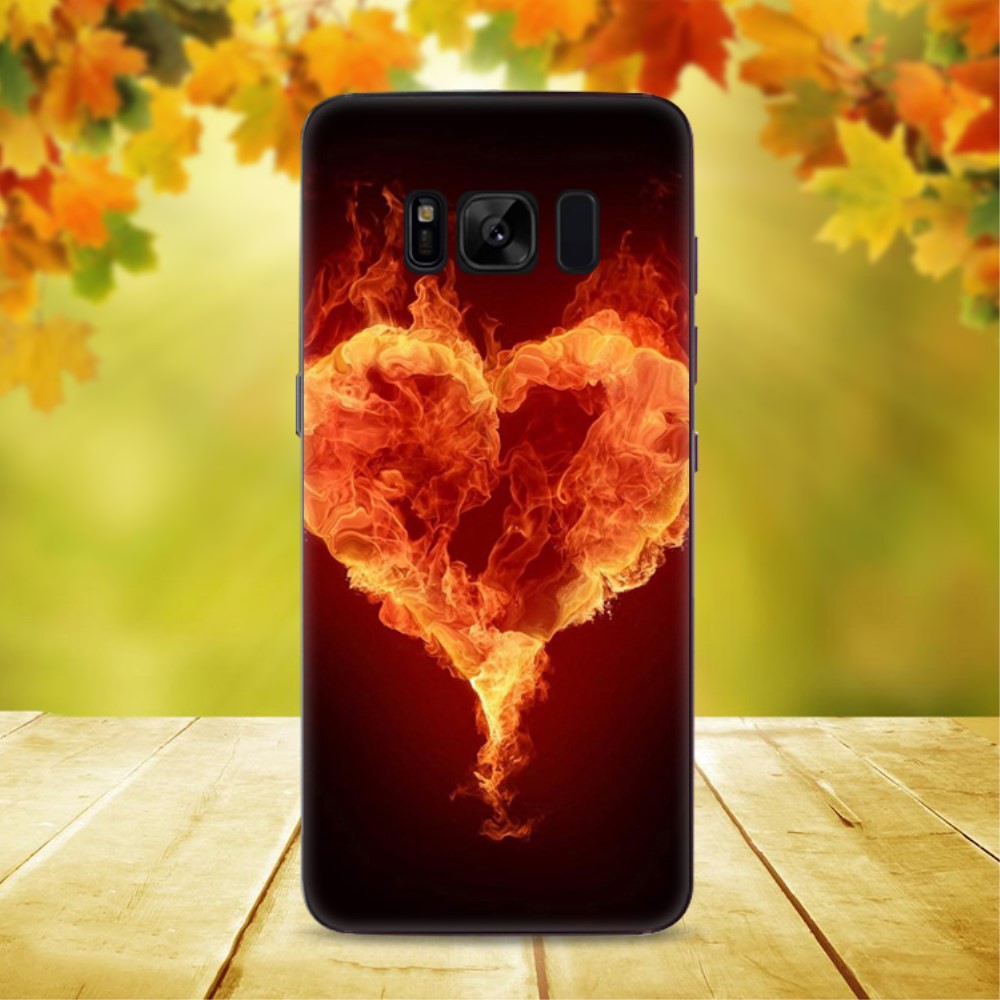 Galaxy S8+ PLUS -  Transparente Silikon Gummi Hülle Heart on Fire