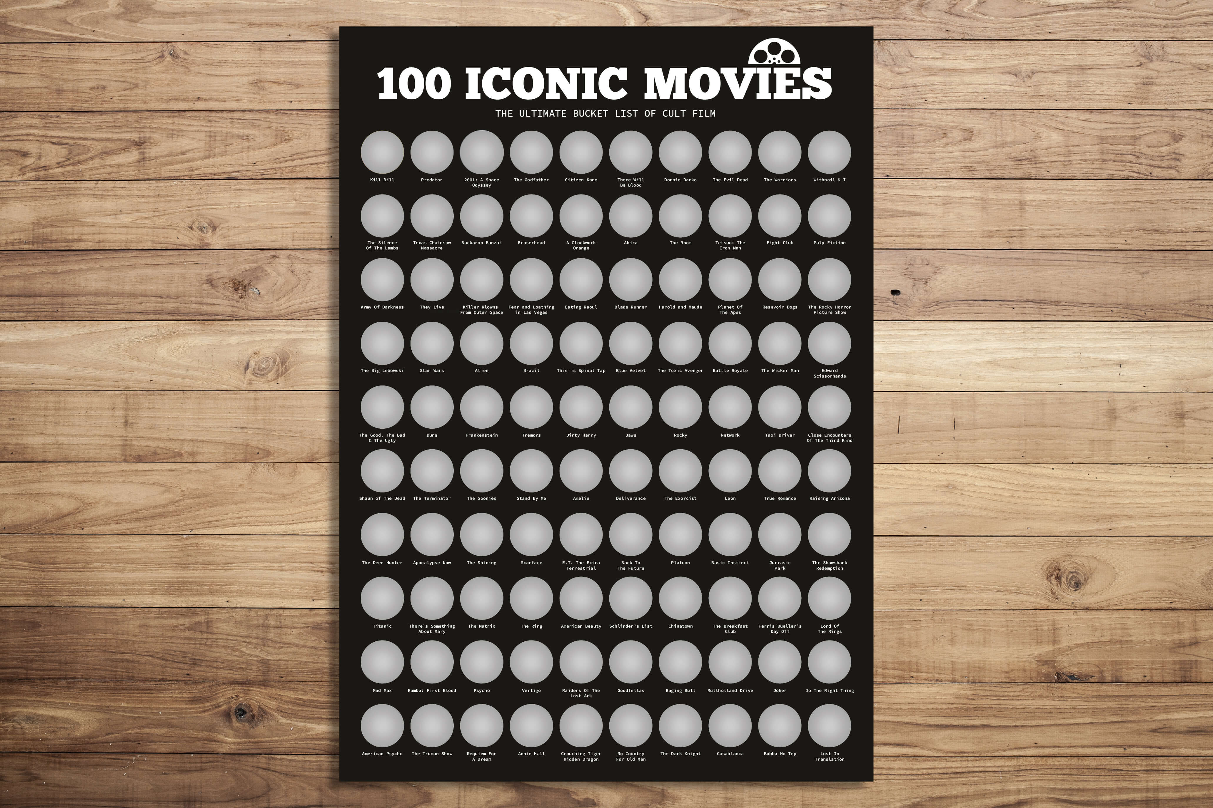 100 legendäre Filme Scratch off Poster zum Rubbeln
