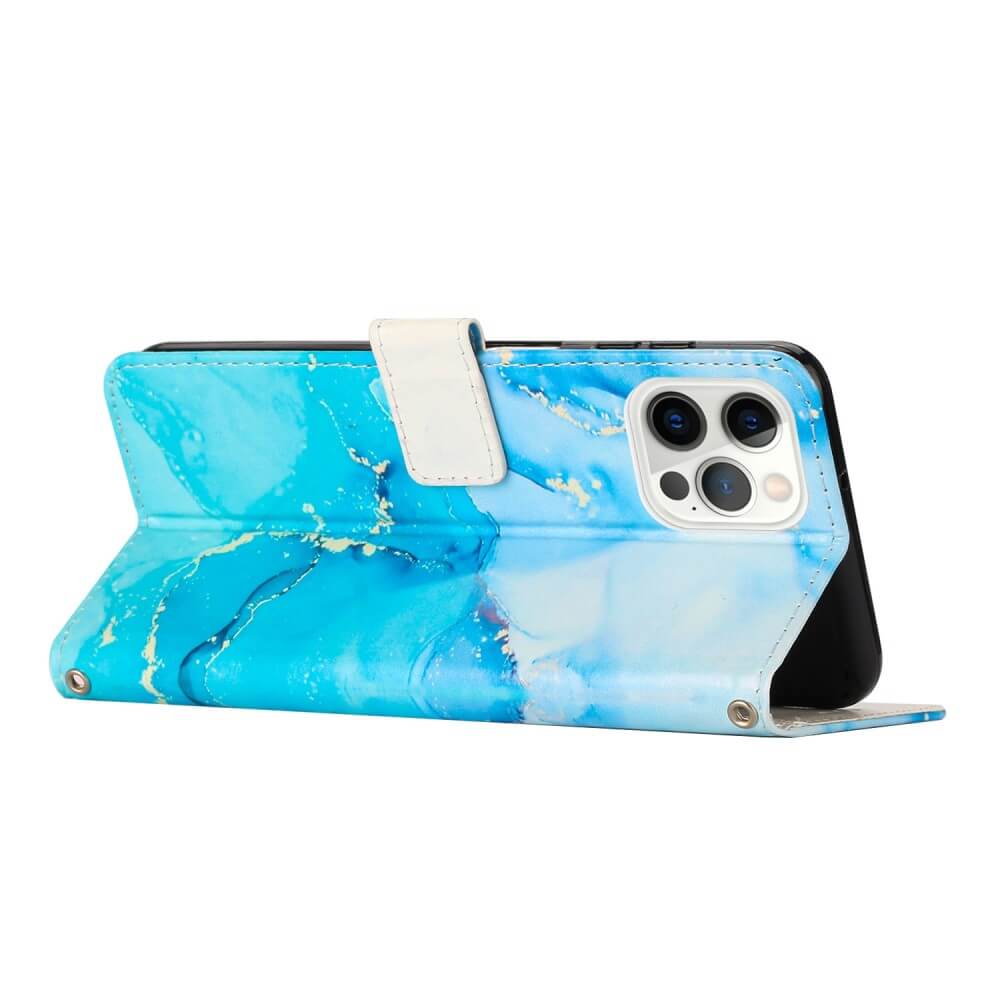 iPhone 14 Pro Max - Leder Hülle blue Marble