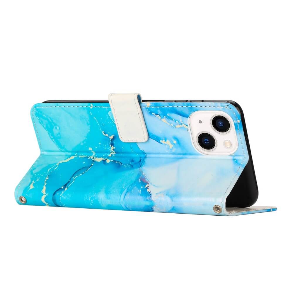 iPhone 14 Plus - Leder Hülle blue Marble