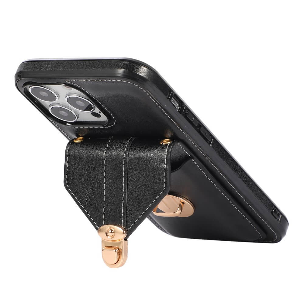 iPhone 15 Pro - Schutzhülle Case mit Tasche schwarz