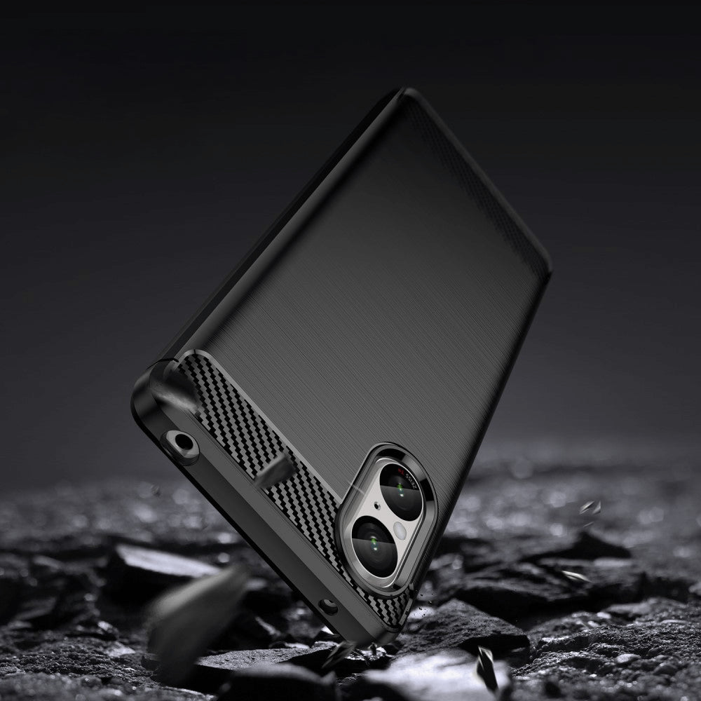 Sony Xperia 5 V - Metall Carbon Look Hülle schwarz