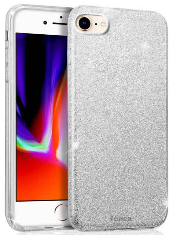 iPhone SE / 8 / 7 - Fonex Glitter Silikonhülle silber