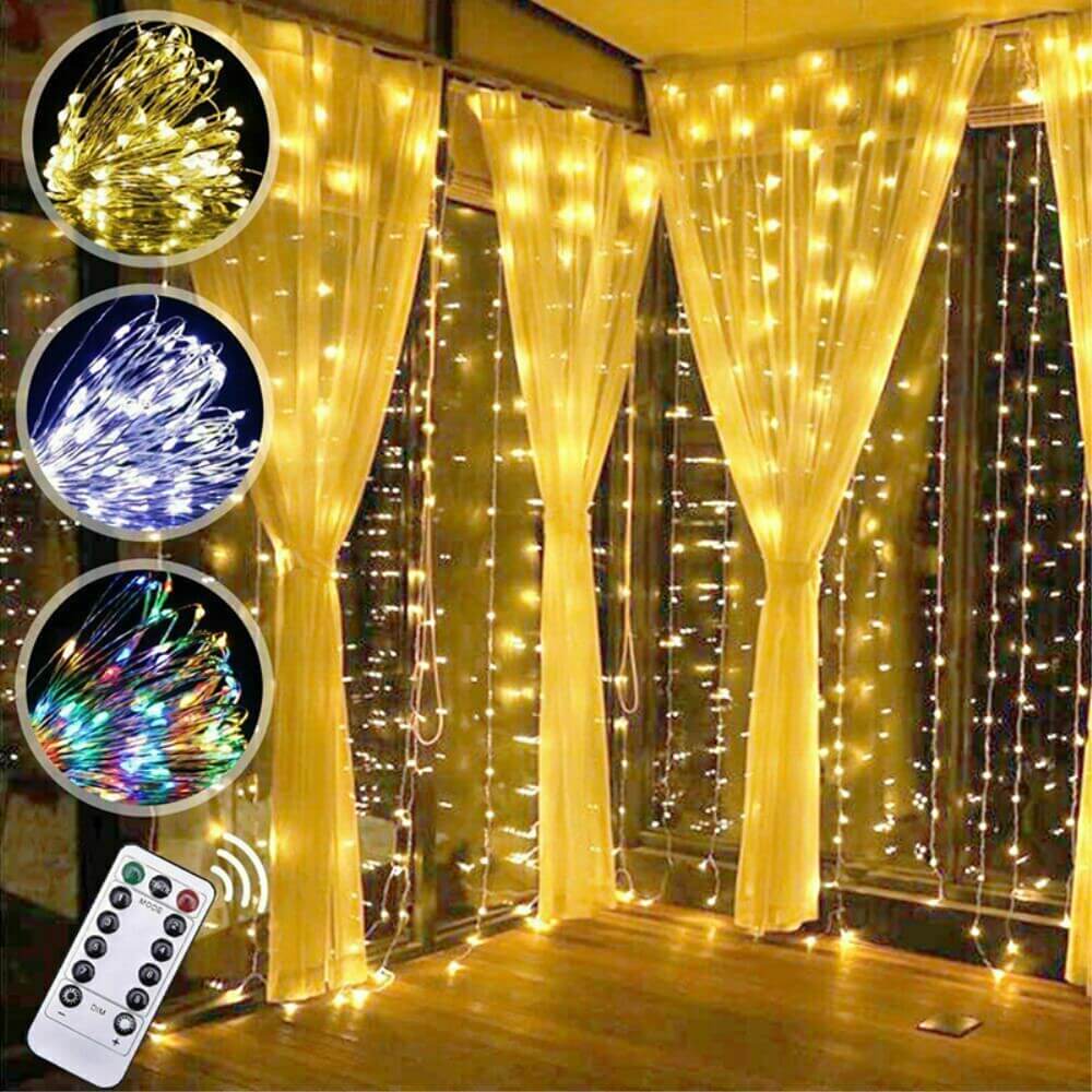 Vorhang Lichterkette USB 3x3m 300 Led