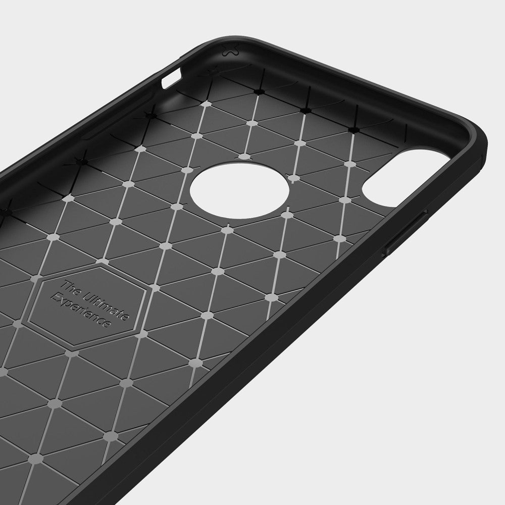 iPhone XS Max - Silikon Gummi Case Metall Carbon Look rot