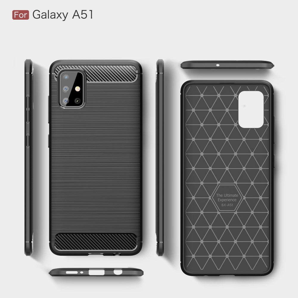 Galaxy A51 - Silikon Case Metall Carbon Look schwarz