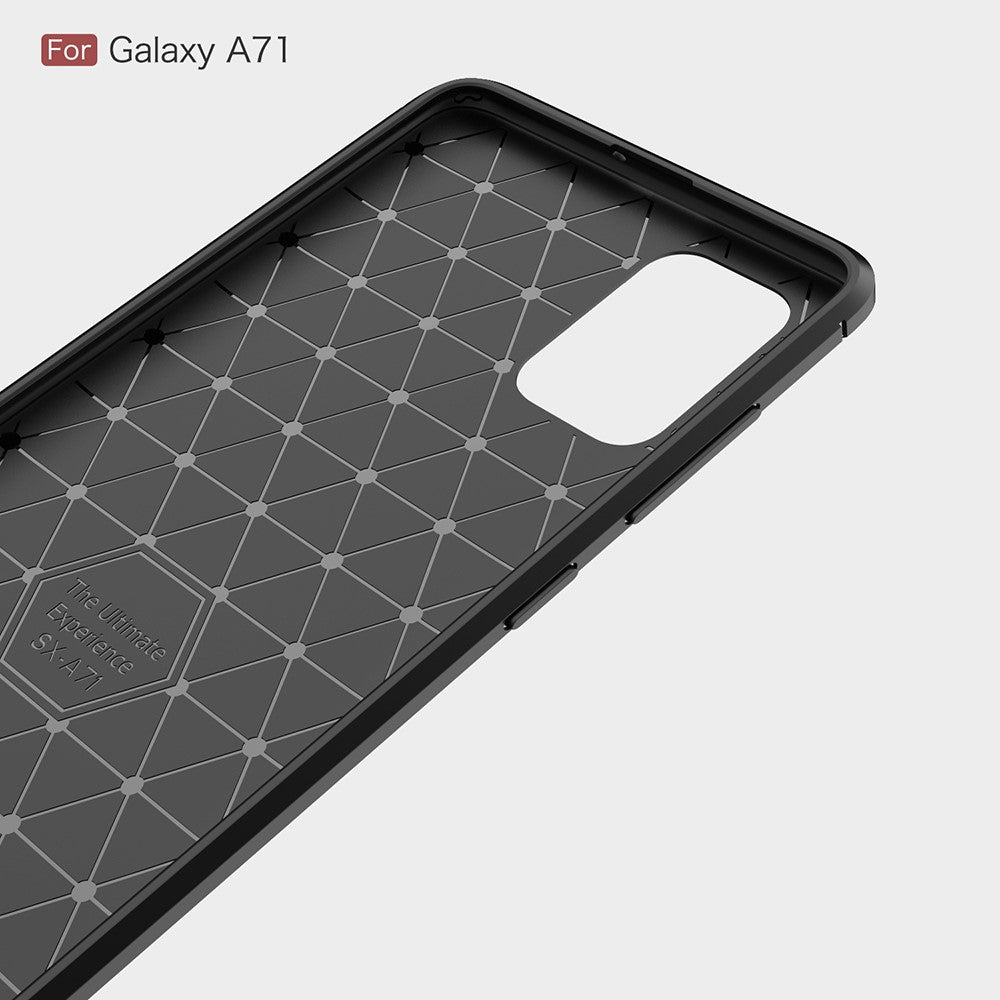 Galaxy A71 - Silikon Case Metall Carbon Look schwarz