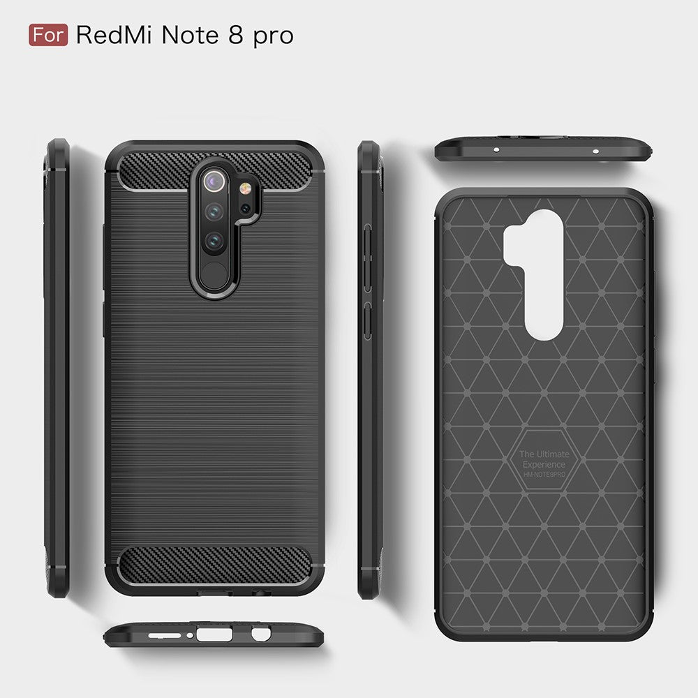 Xiaomi Redmi Note 8 Pro - Silikon Case Metall Carbon Look rot