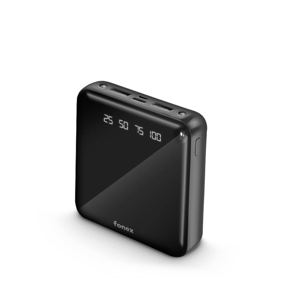 Fonex Powerbank PB10 Compact 10.000 mAh mit Display schwarz